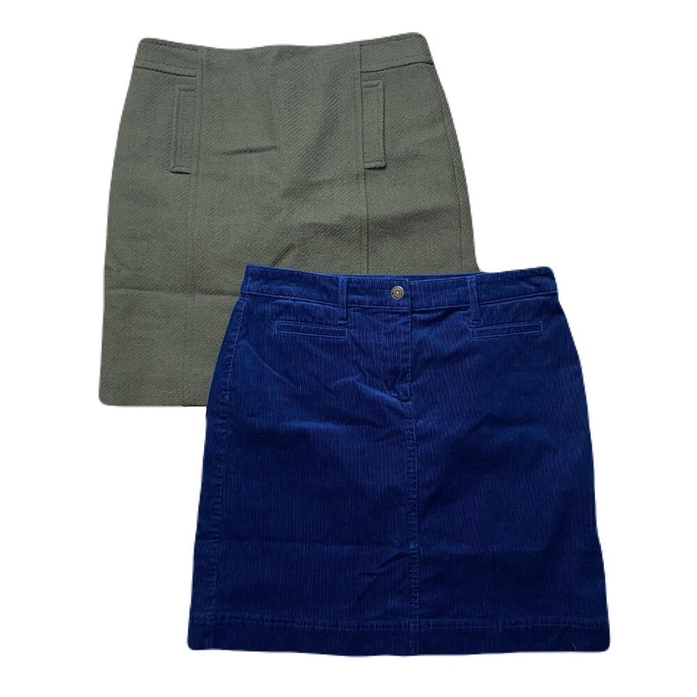 Talbots Women's Size 6 Petite Skirt Bundle – Blue Corduroy & Olive Textured Mini